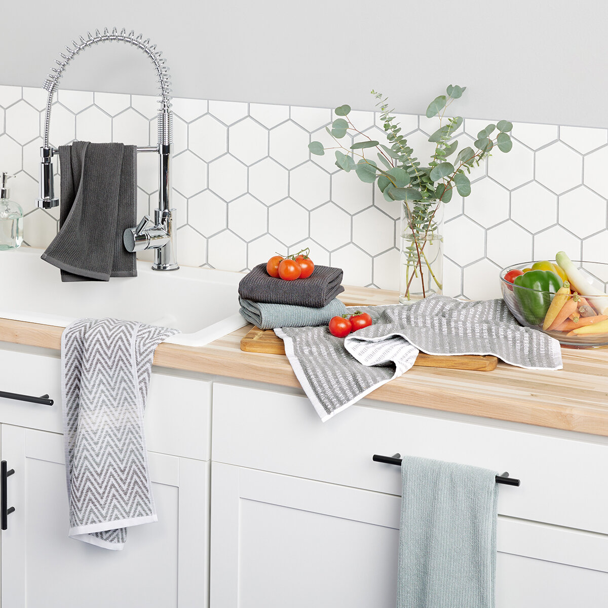 Town & Country, Toallas de Algodón Orgánico Para Cocina 6 Piezas, GREY FY24