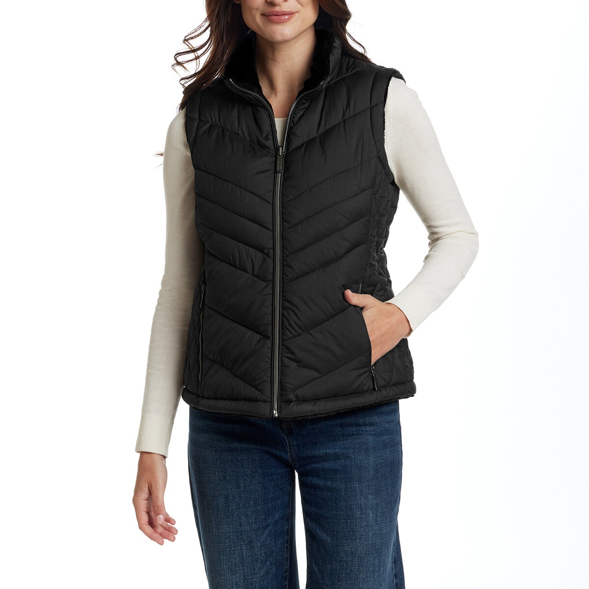 Weatherproof Chaleco reversible para Dama Negro Grande