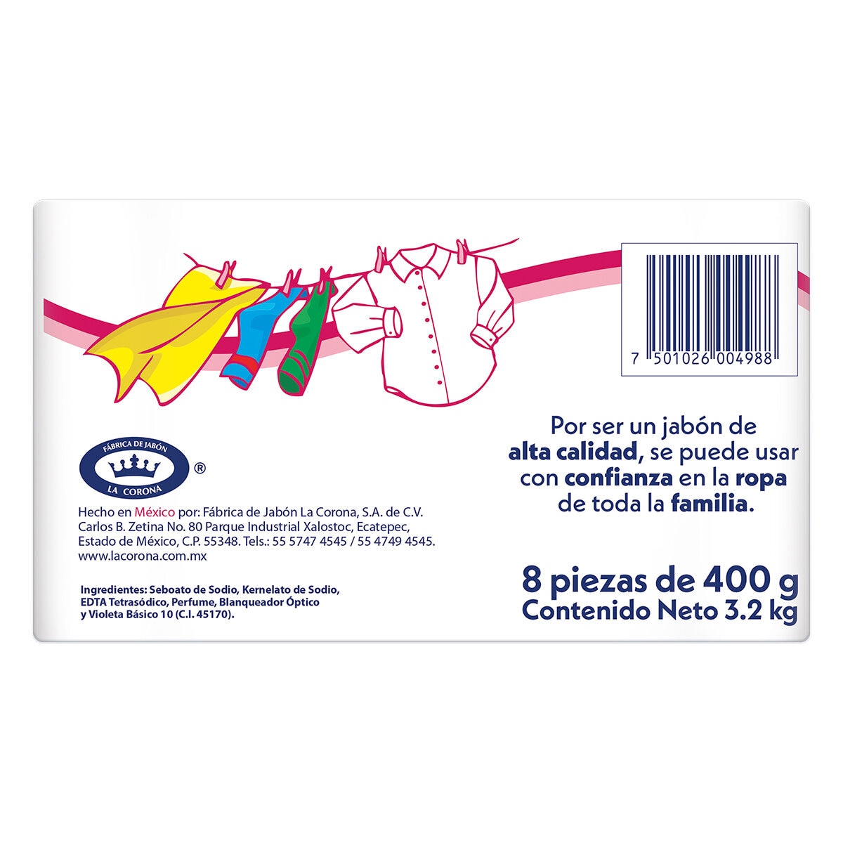 Zote Jabón de Lavandería 8 pzas de 400 g