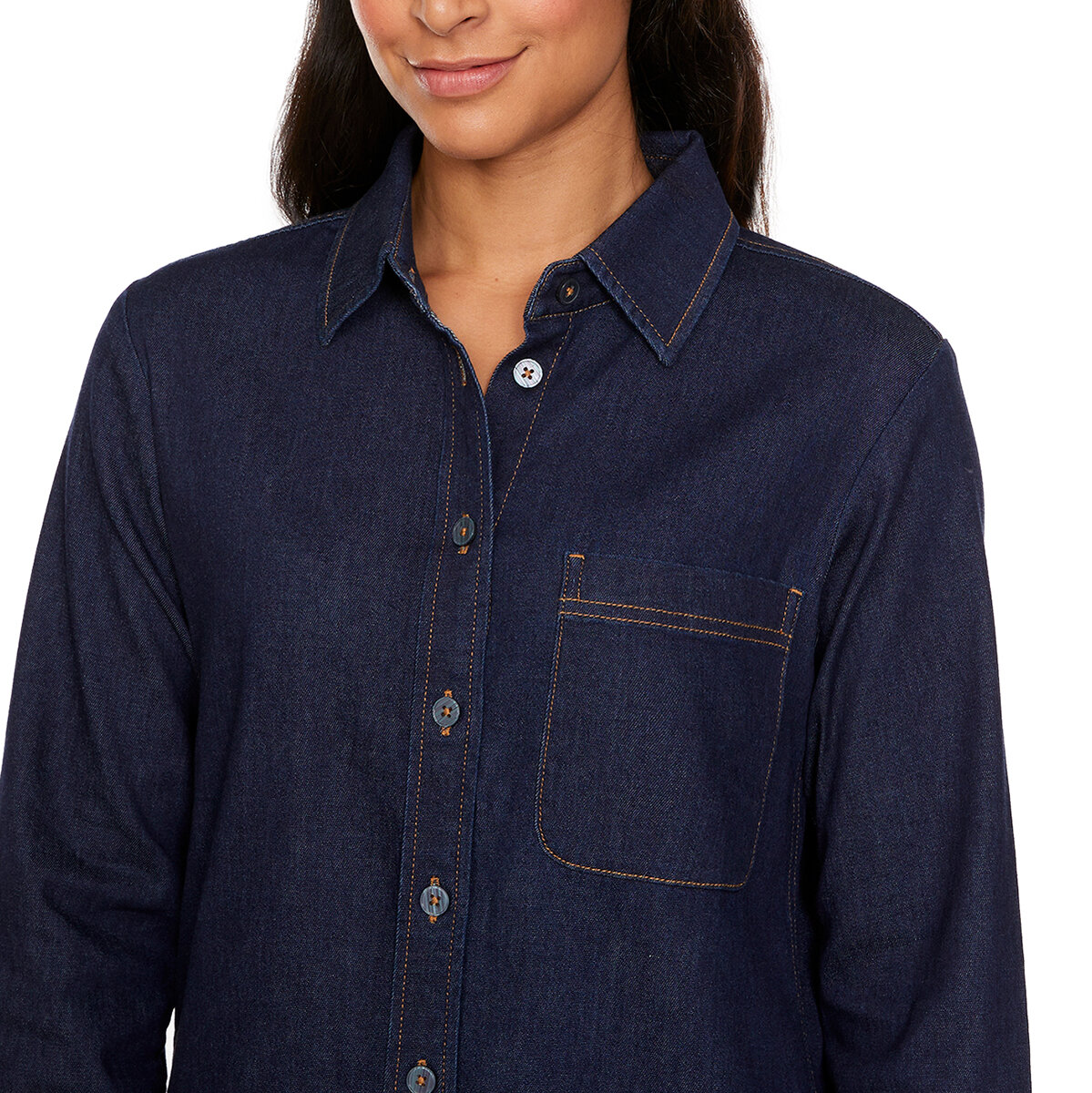 Buffalo David Bitton Camisa de jeans para Dama Azul lavado oscuro Extra Grande