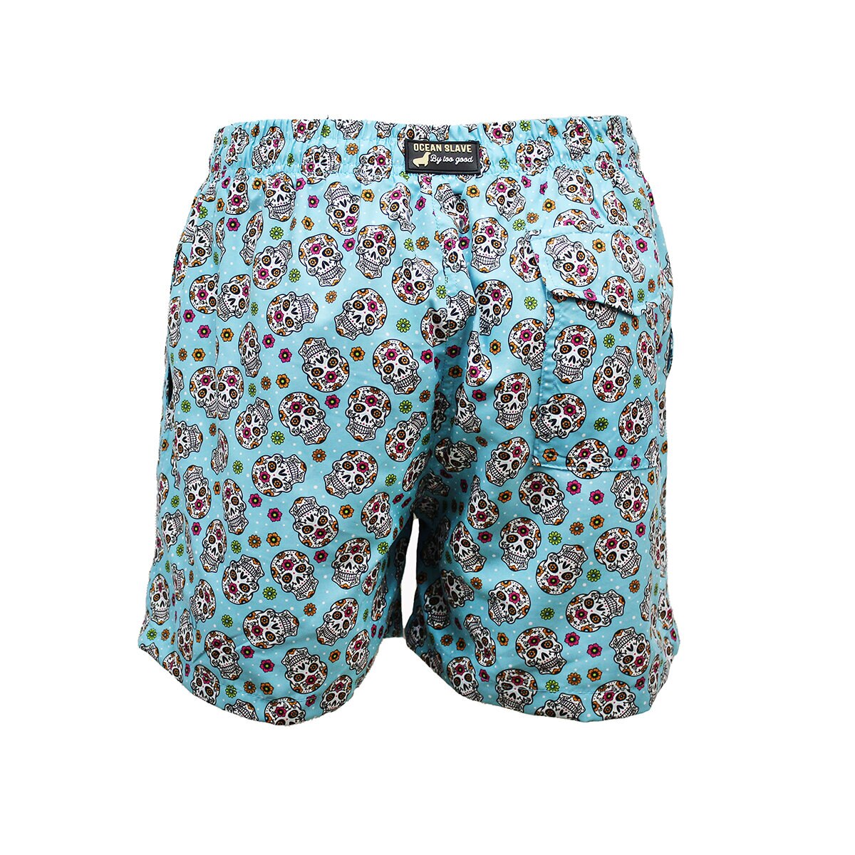 Ocean Slave, Traje de Baño Modelo Calaveras Baby Blue, para Caballero en Varias Tallas