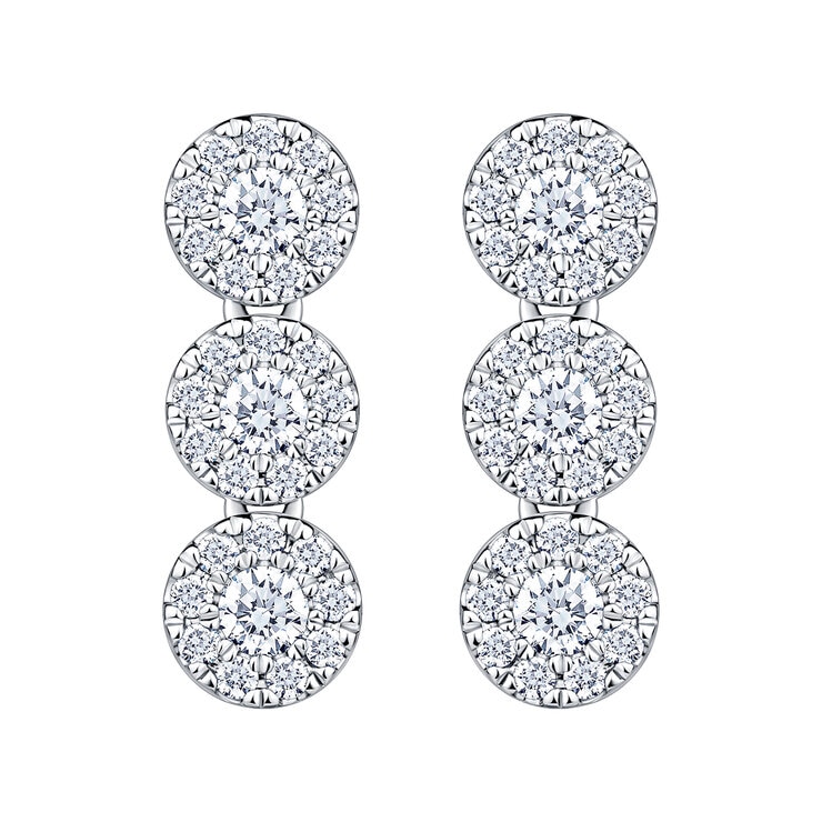 Aretes Colgantes de Diamantes 0.70ctw, en Oro Blanco 14K Aretes Colgantes de Diamantes 0.70ctw, en Oro Blanco 14K