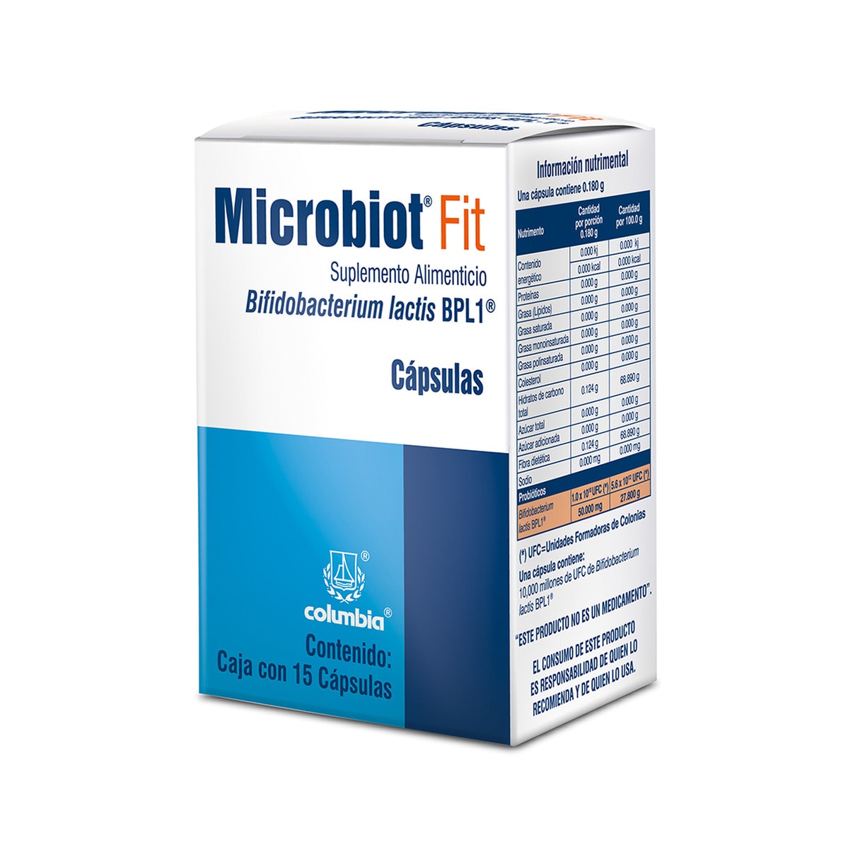 Microbiot Fit 15 Cápsulas (Bifidobacterium lactis BPL1)