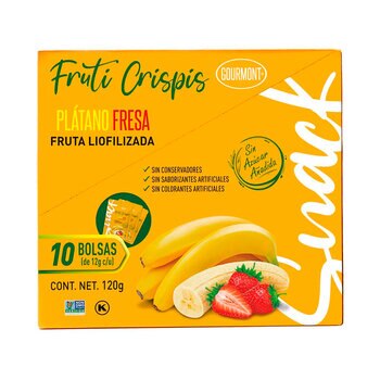 Fruti Crispis Fruta Liofilizada Sabor Plátano Fresa 10 pzas de 12 g
