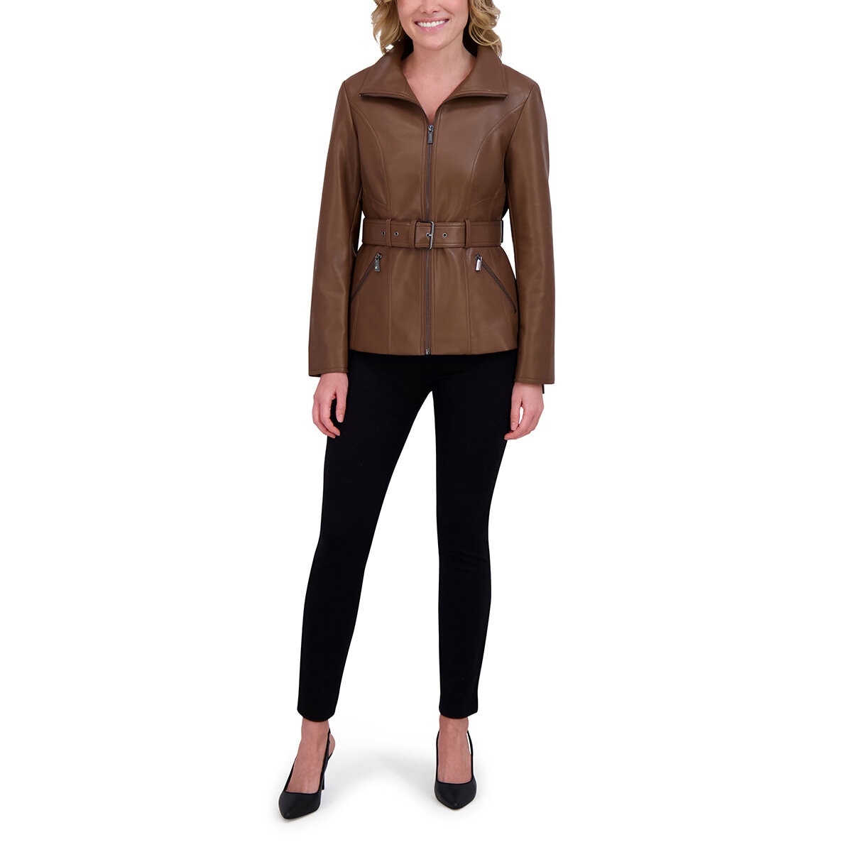 Kenneth Cole Chamarra para Dama Cognac Extra Grande Kenneth Cole Chamarra para Dama Cognac Extra Grande