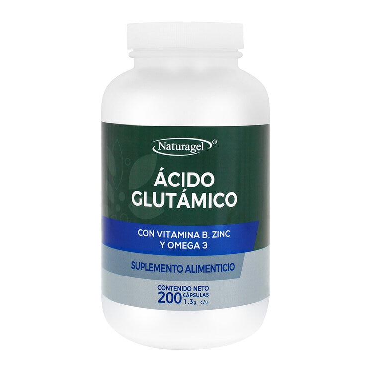 Ácido Glutámico, Vitamina B, Zinc y Omega 3 200 Cápsulas