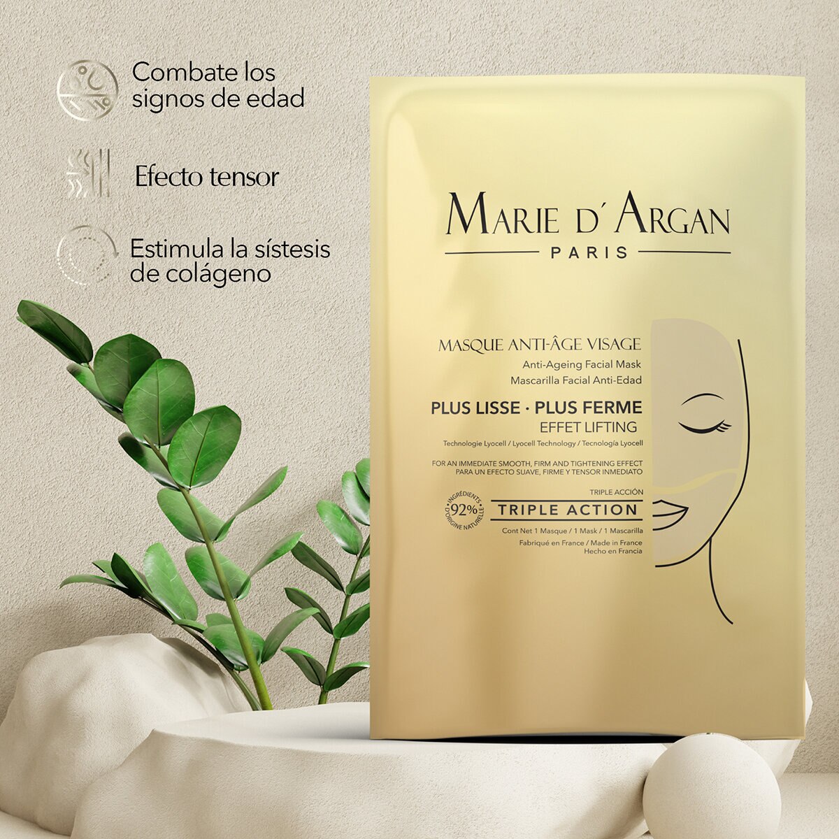 Marie D'Argan, Sérum Contorno de Ojos + 3 Mascarillas  Antiedad