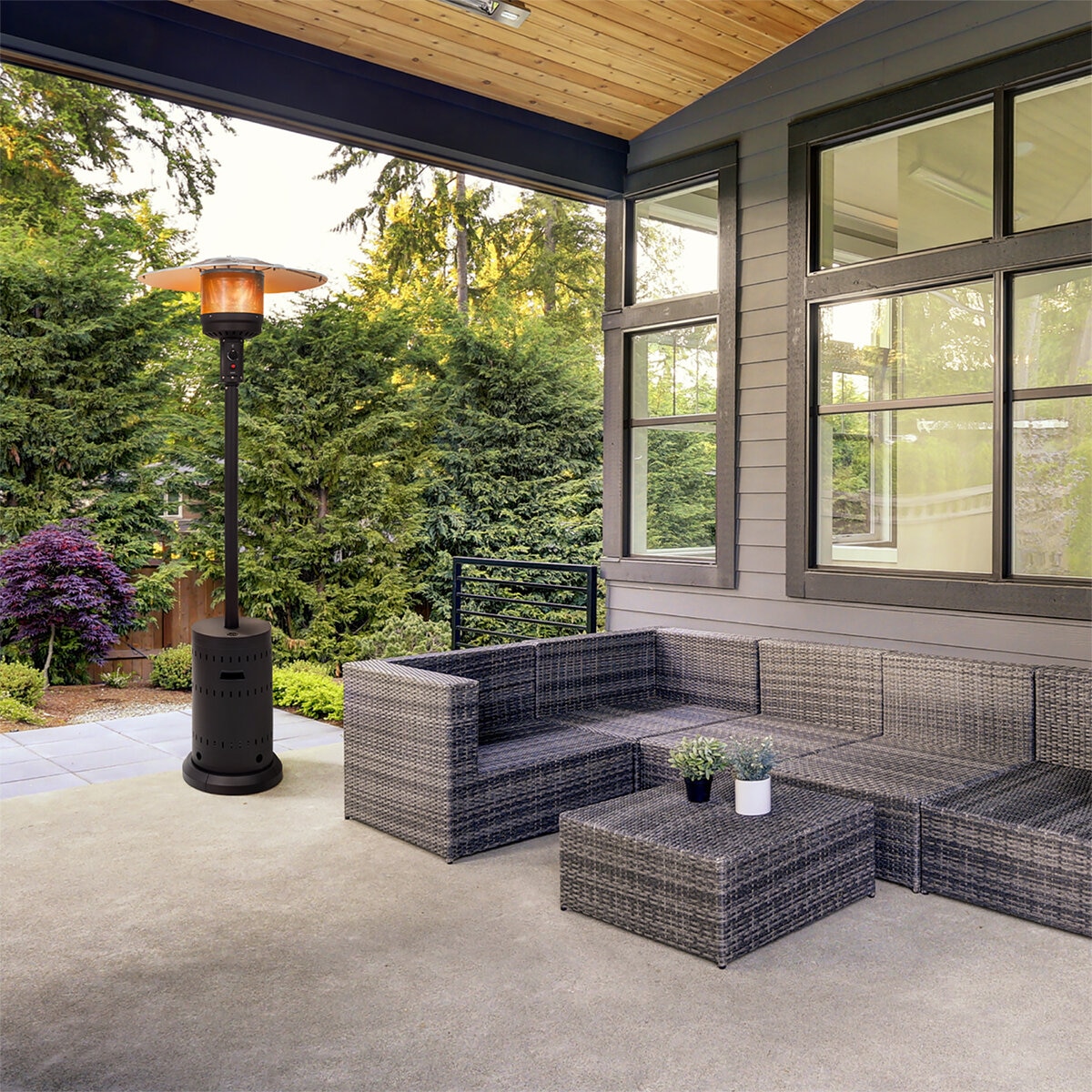 Fire Sense, Calefactor de Gas para exterior color negro