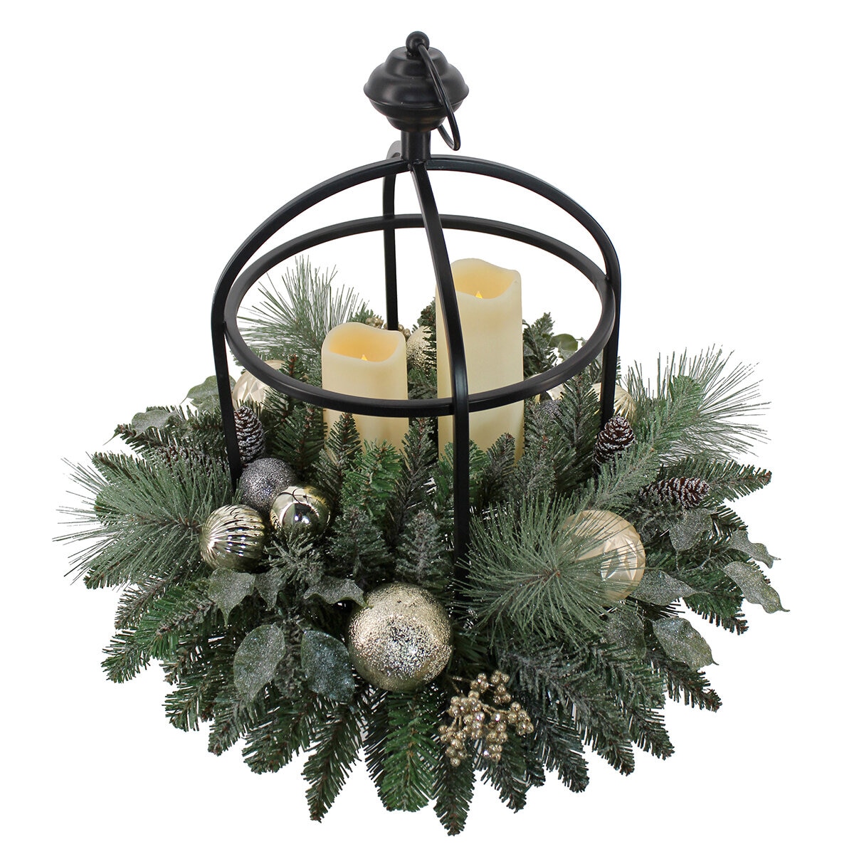 24" Centro de Mesa Navideño con Luces LED, Metálico