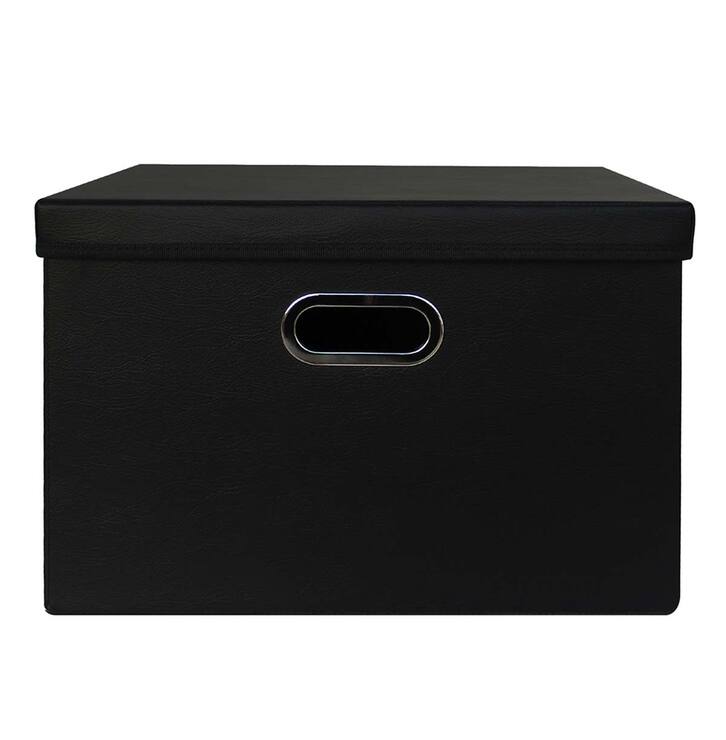 AG Box, Set de 3 Cajas de Almacenamiento de Piel Sintética Negras AG Box, Set de 3 Cajas de Almacenamiento de Piel Sintética Negras