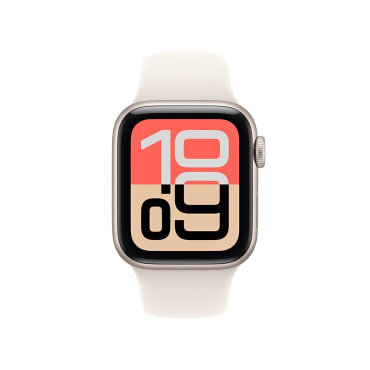 Apple Watch SE 3 (GPS + Celular) 44mm Aluminio Blanco Estelar + Correa Deportiva Blanco Estelar - Talla S/M