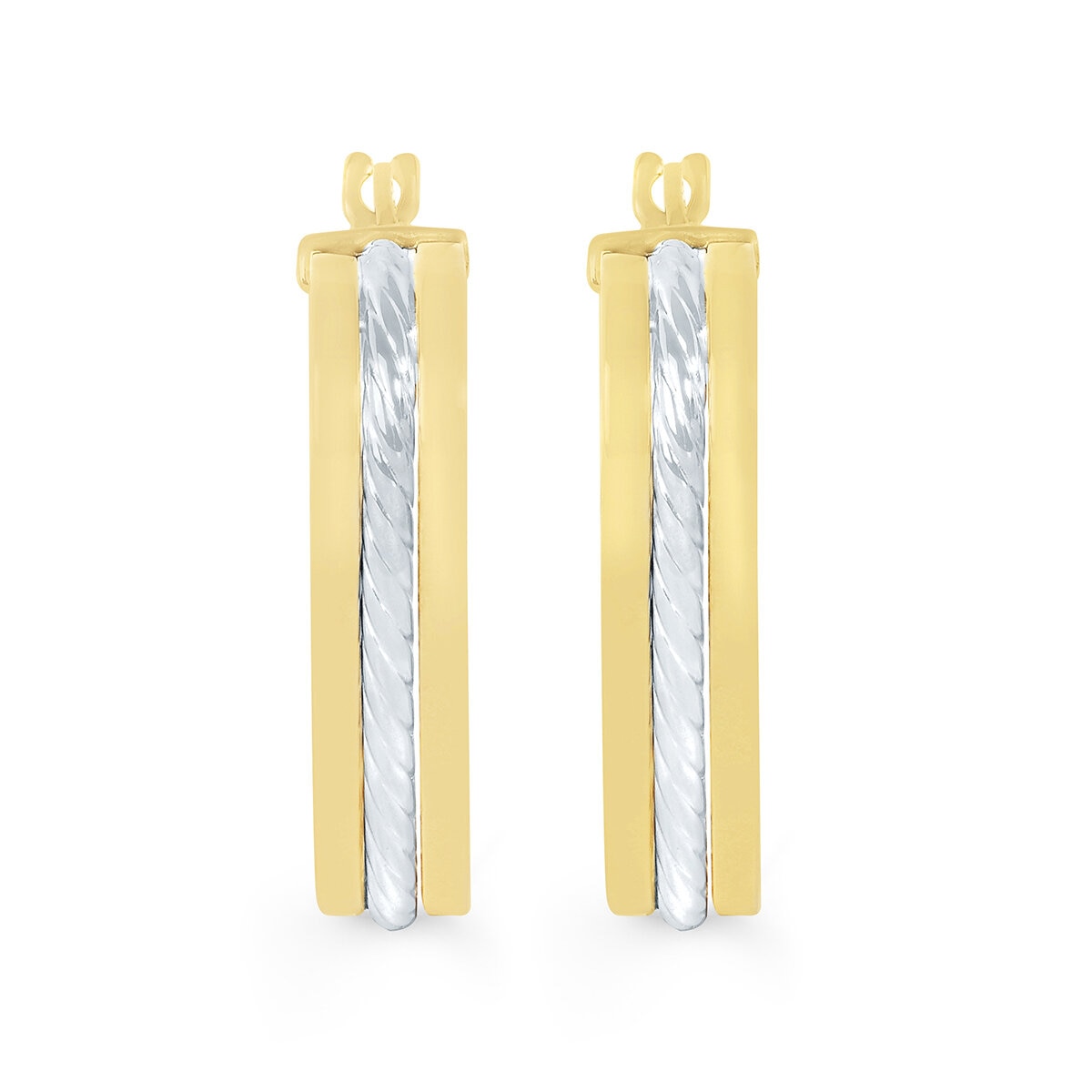 Aretes, Arracadas de Cuerda Triangular, Oro Amarillo de 14K