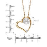 Dije de Perla Cultivada, 7-7.5mm, Con Diamante .053ctw, Oro Amarillo de 14K