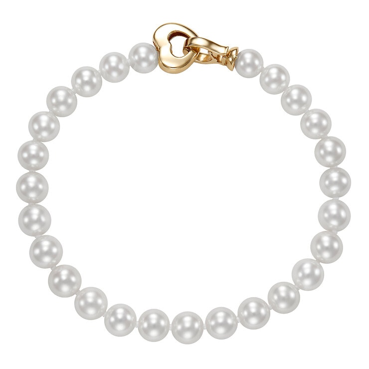 Pulsera de Perlas Cultivadas 6.5-7.0mm, Oro Amarillo de 14k Pulsera de Perlas Cultivadas 6.5-7.0mm, Oro Amarillo de 14k