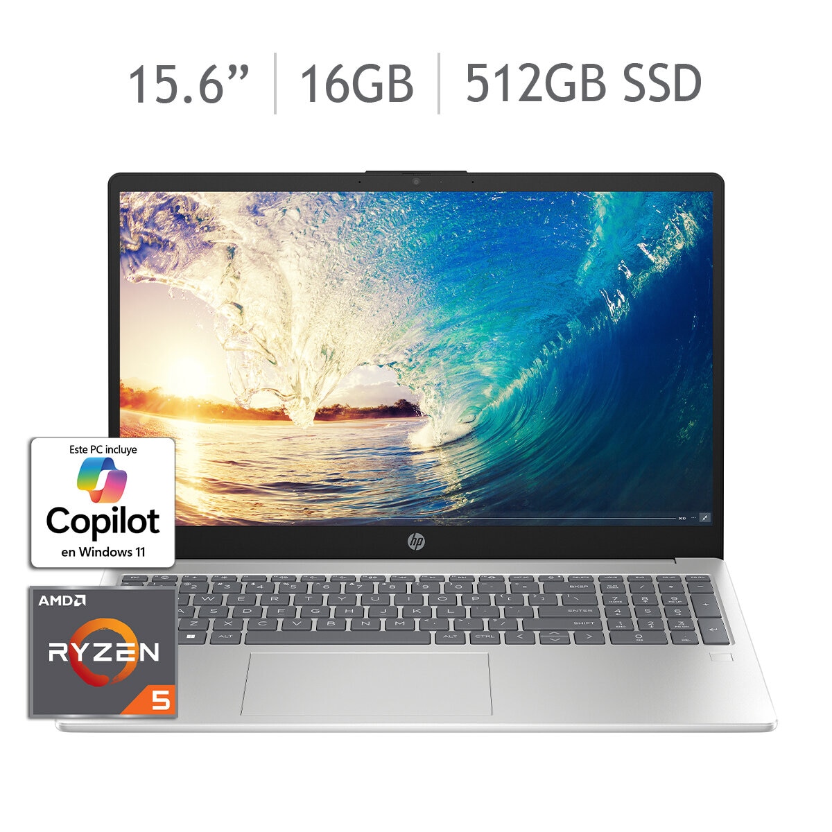 HP 15-fc0070la Laptop 15.6" Full HD AMD Ryzen 5 16GB 512GB SSD