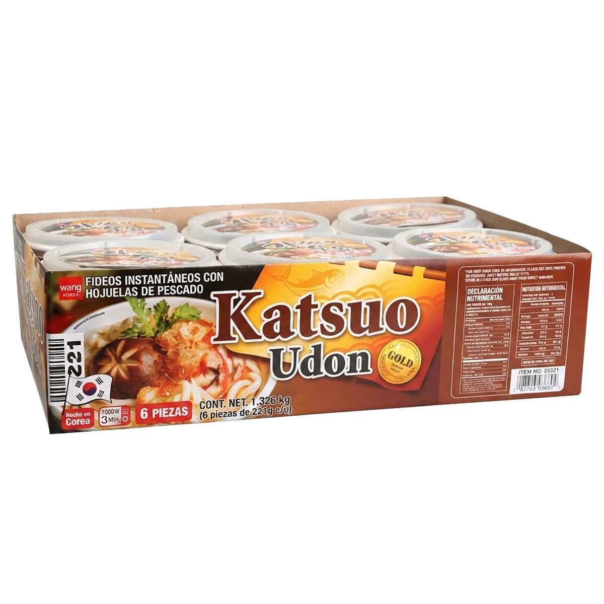 Katsuo Udon Fideos Instantáneos con Hojuelas de Pescado 6/221 g