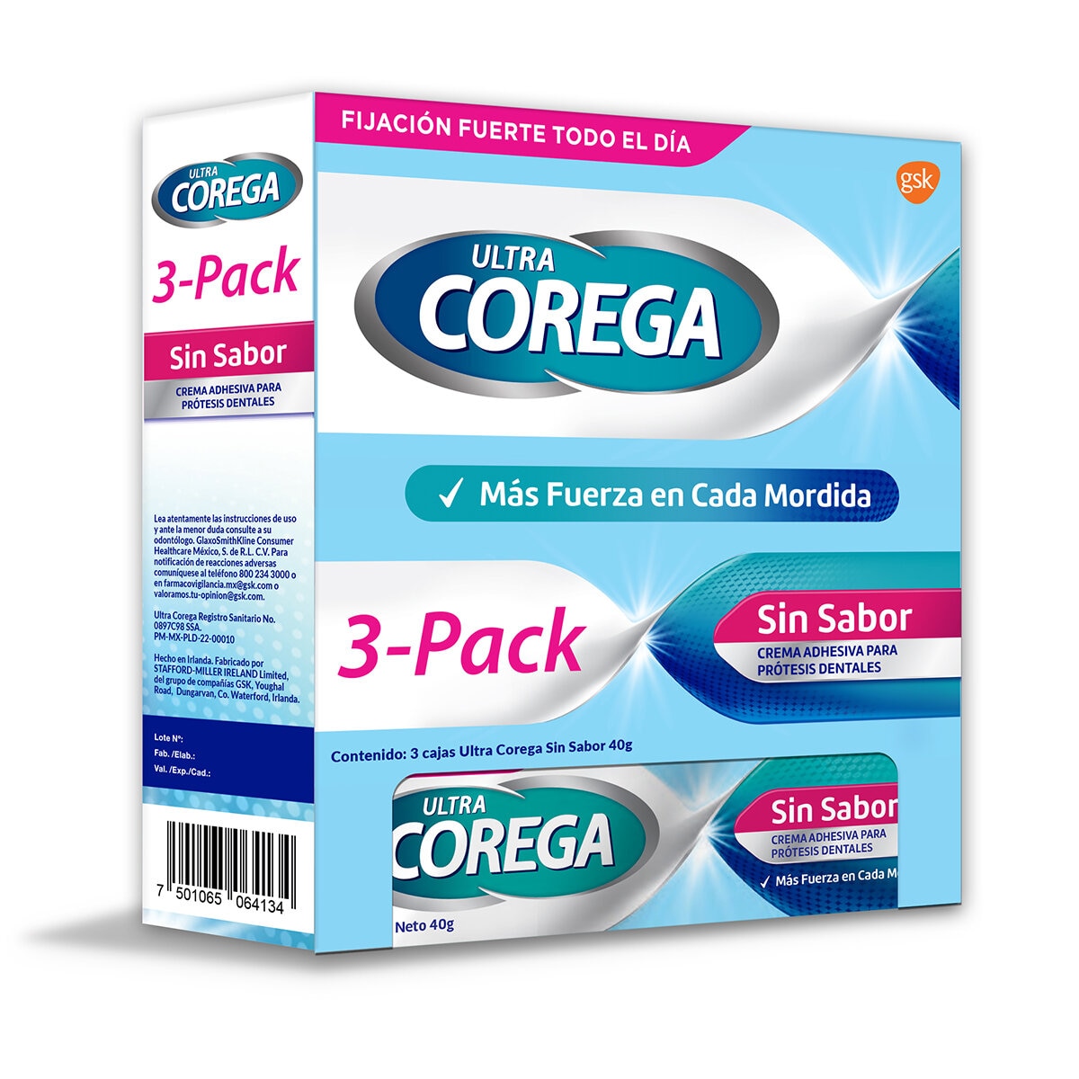 Corega Ultra Crema Adhesiva para Prótesis 3 pzas de 40g 