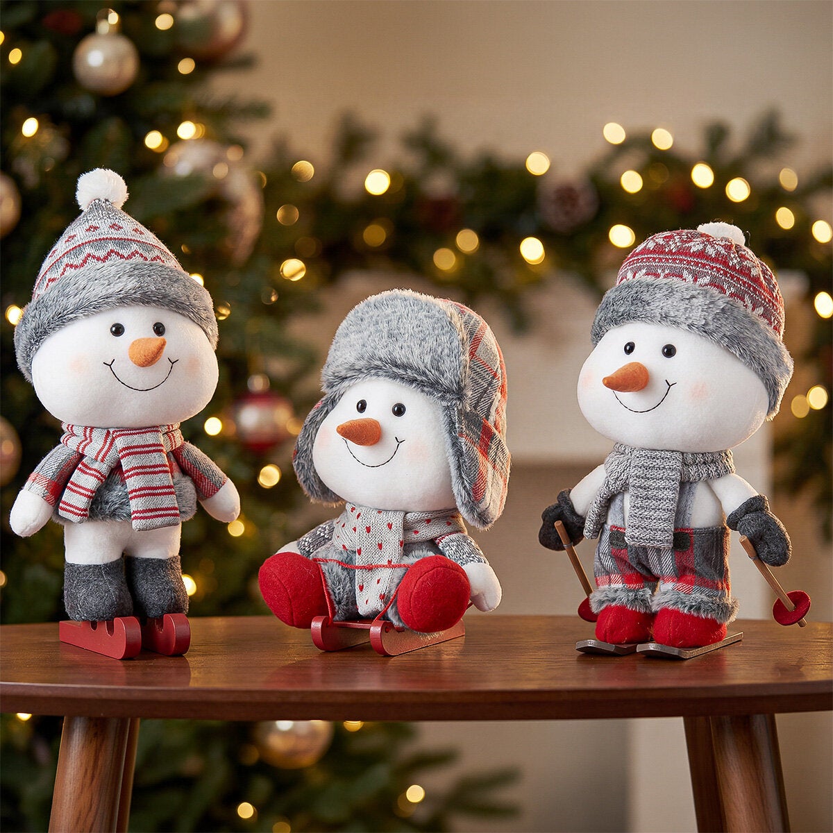 Muñecos de Nieve Decorativos, Juego de 3 Pzas.