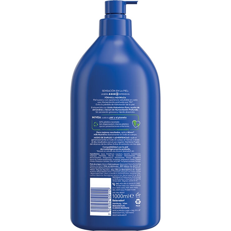 Nivea Body Milk Crema Corporal 2 pzs de 1l + 100 ml