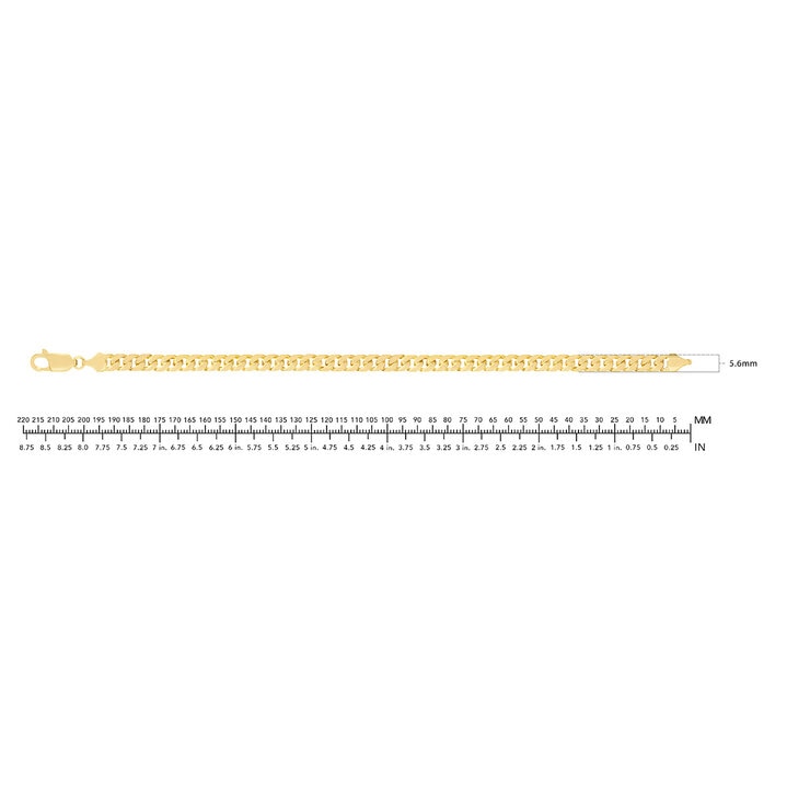 Pulsera de Eslabon Cubano, Oro Amarillo 14K Pulsera de Eslabon Cubano, Oro Amarillo 14K