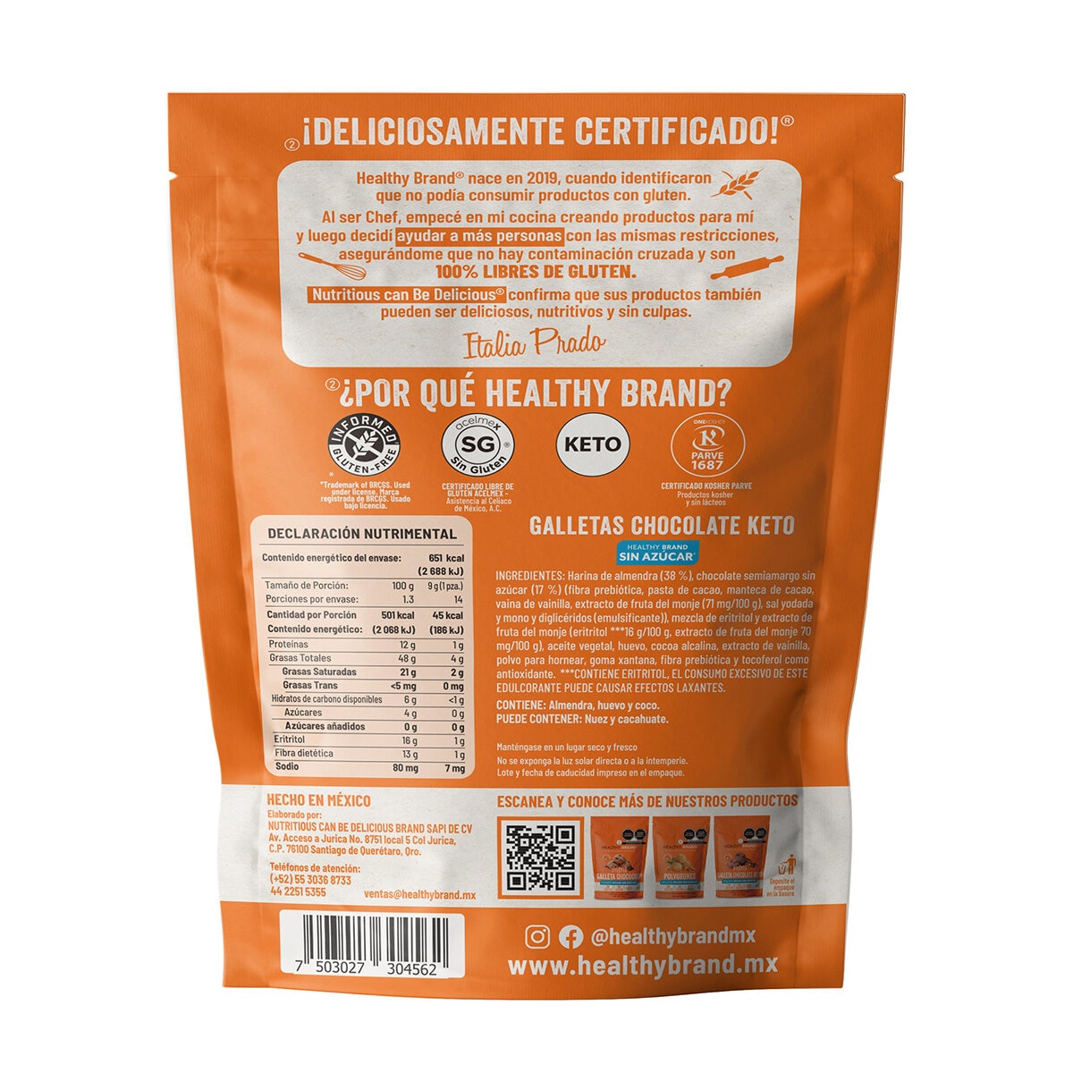Healthy Brand Galletas de Chocolate Keto 126 g
