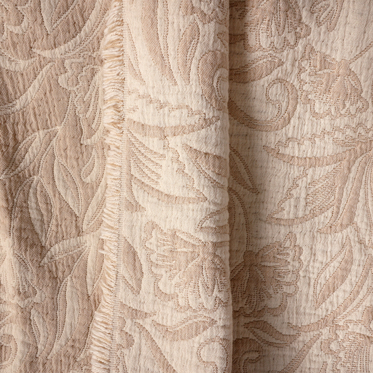 Life Comfort, Frazada Reversible de Algodón, Hojas Beige