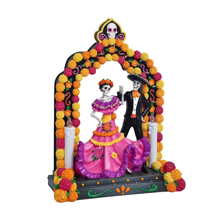 Pareja de Día de Muertos Bailando con Luces LED Pareja de Día de Muertos Bailando con Luces LED