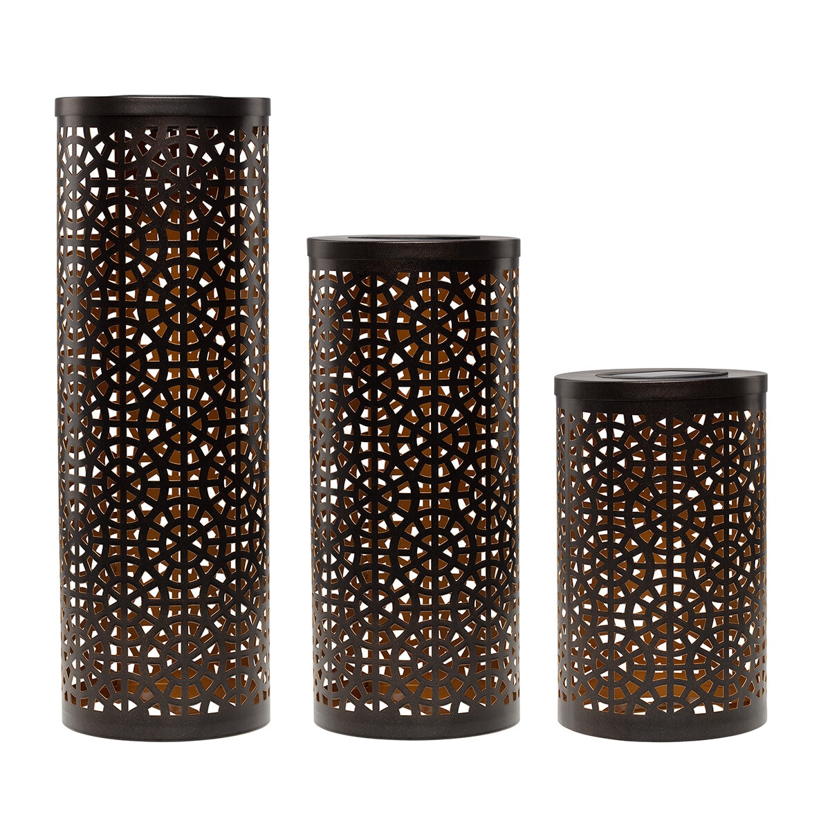 Mullally, Pilares de Luz Led con Paneles Solares, 3 Piezas