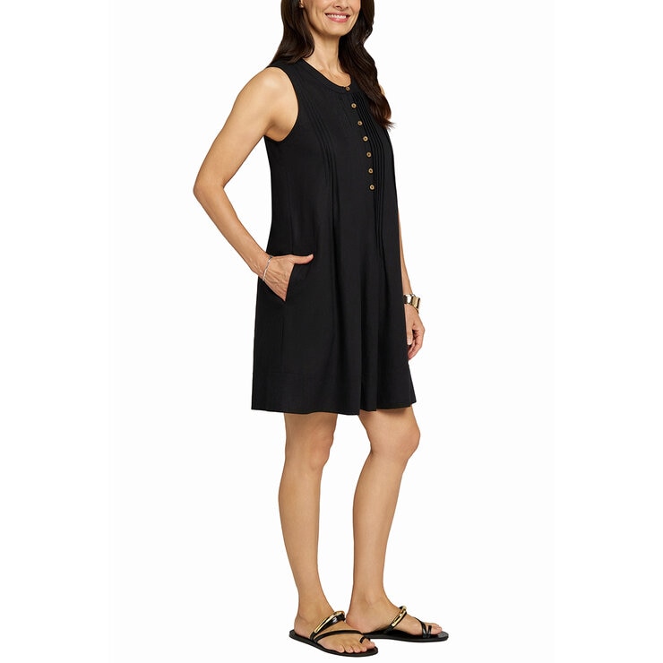 Matty M Vestido Tipo Lino para Dama Negro Extra Chica