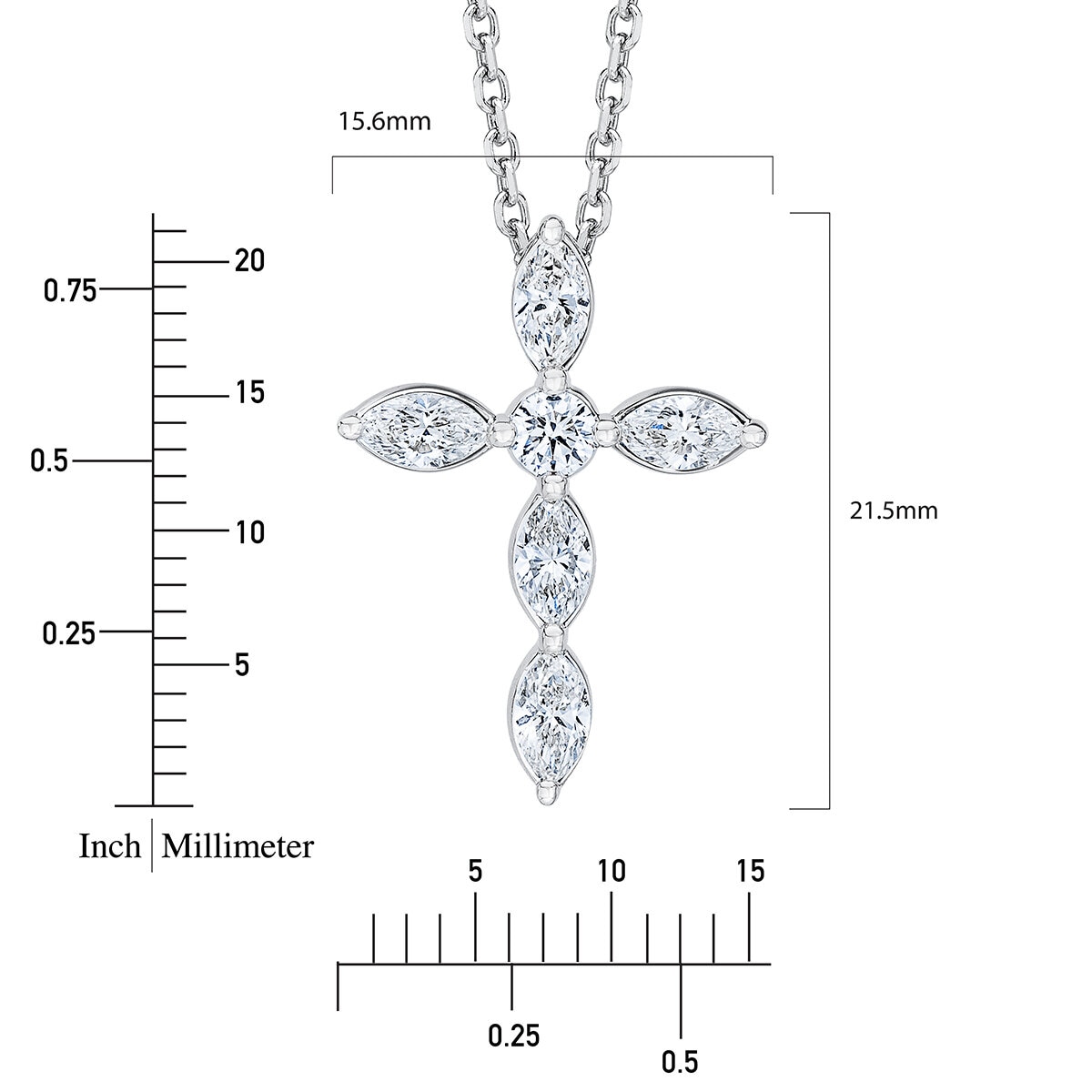 Dije de Cruz de Diamantes, 0.85ctw, Oro Blanco de 14K