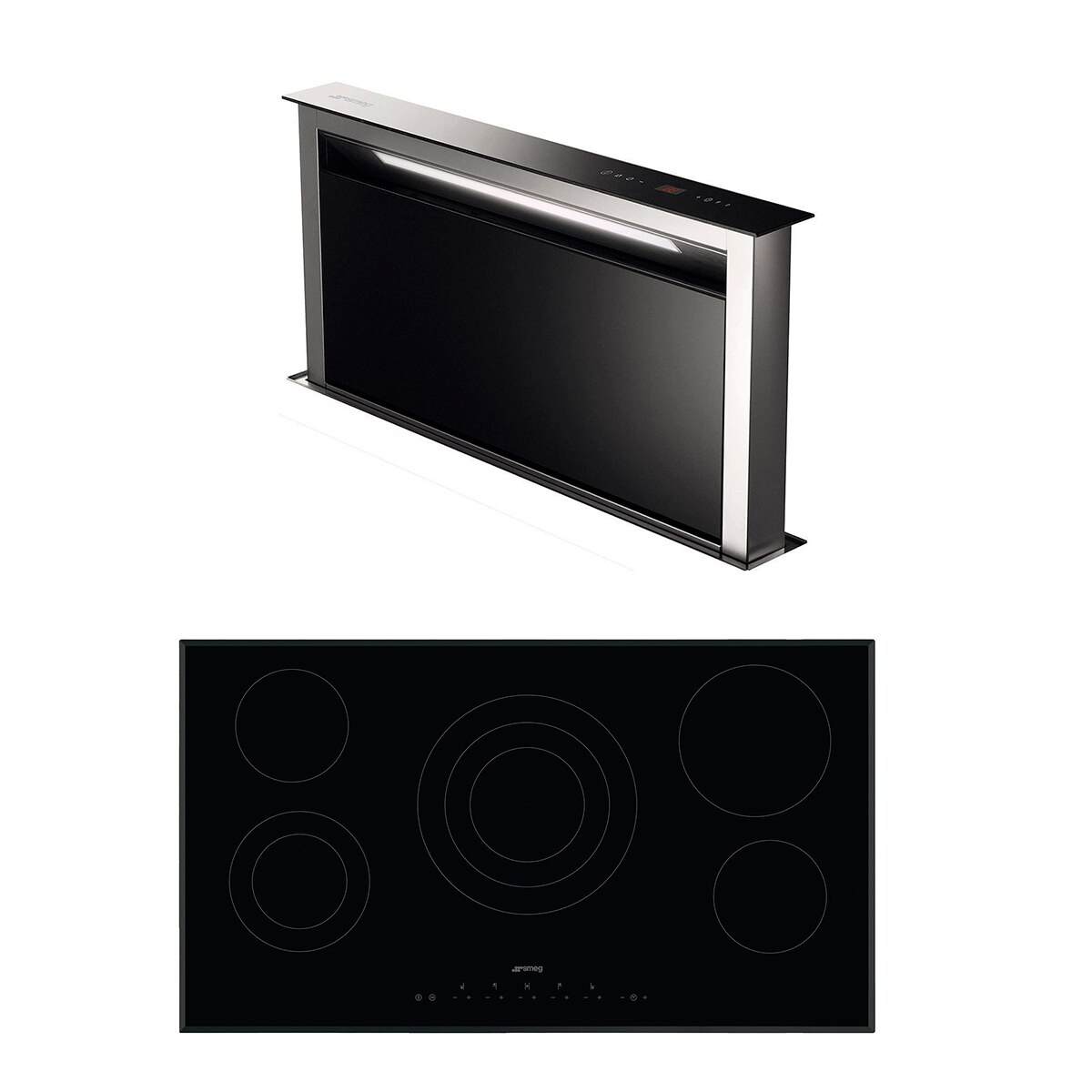 Combo Parrilla Eléctrica 90cm + Campana downdraft 90cm Smeg Costco México