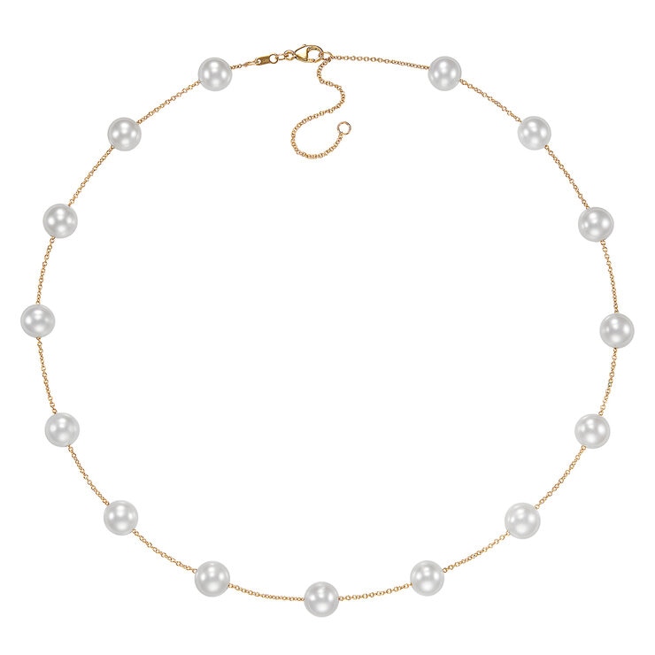 Collar de Perla Cultivada Agua Dulce, 45.72cm, Oro Amarillo de 14K