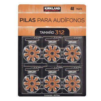 Kirkland Signature, Baterias para Auxiliar Auditivo Tamaño 312, 48 Piezas