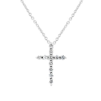 0.24ctw, Collar de Cruz de Diamantes, Oro Blanco de 14K
