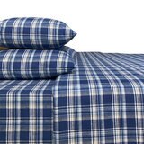 Flannel From Portugal, Juego de Sábanas de Franela, Tamaño Queen 4 Piezas, Navy Plaid