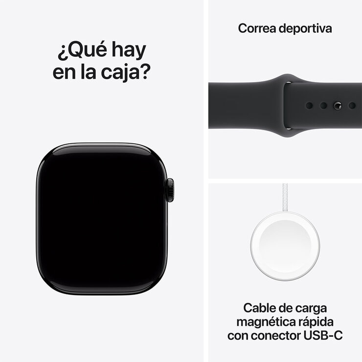 Apple Watch Series 11 (GPS) 46mm Aluminio Negro Azabache + Correa Deportiva Negra - Talla M/L