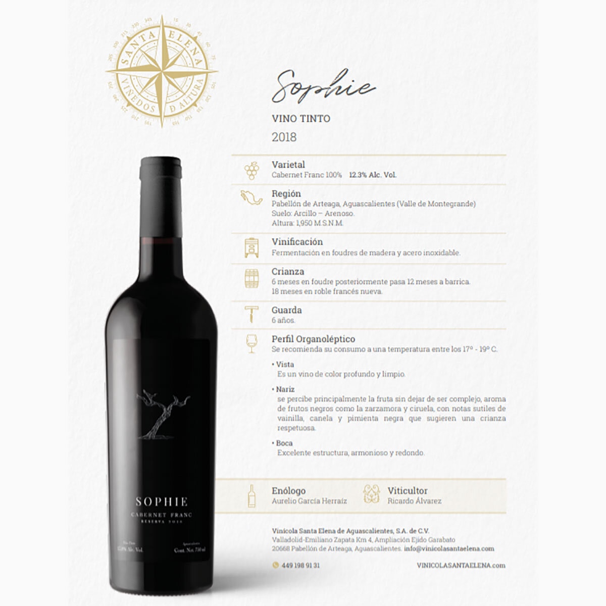 Vino Tinto Sophie Cabernet Franc Reserva 750ml