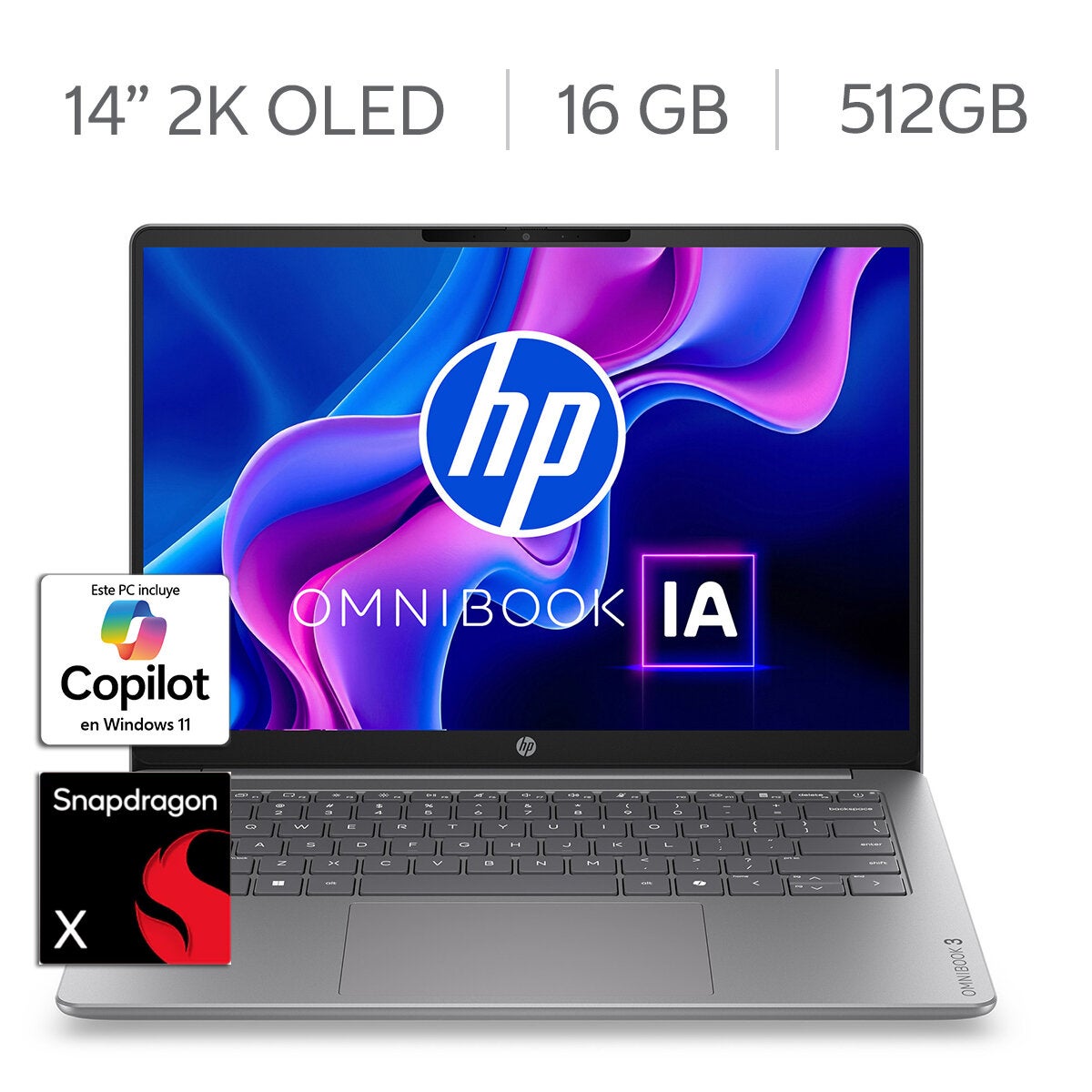 HP OmniBook 3 AI 14-hz0051la Laptop 14" 2K OLED Snapdragon X1 16GB 512GB SSD HP OmniBook 3 AI 14-hz0051la Laptop 14" 2K OLED Snapdragon X1 16GB 512GB SSD