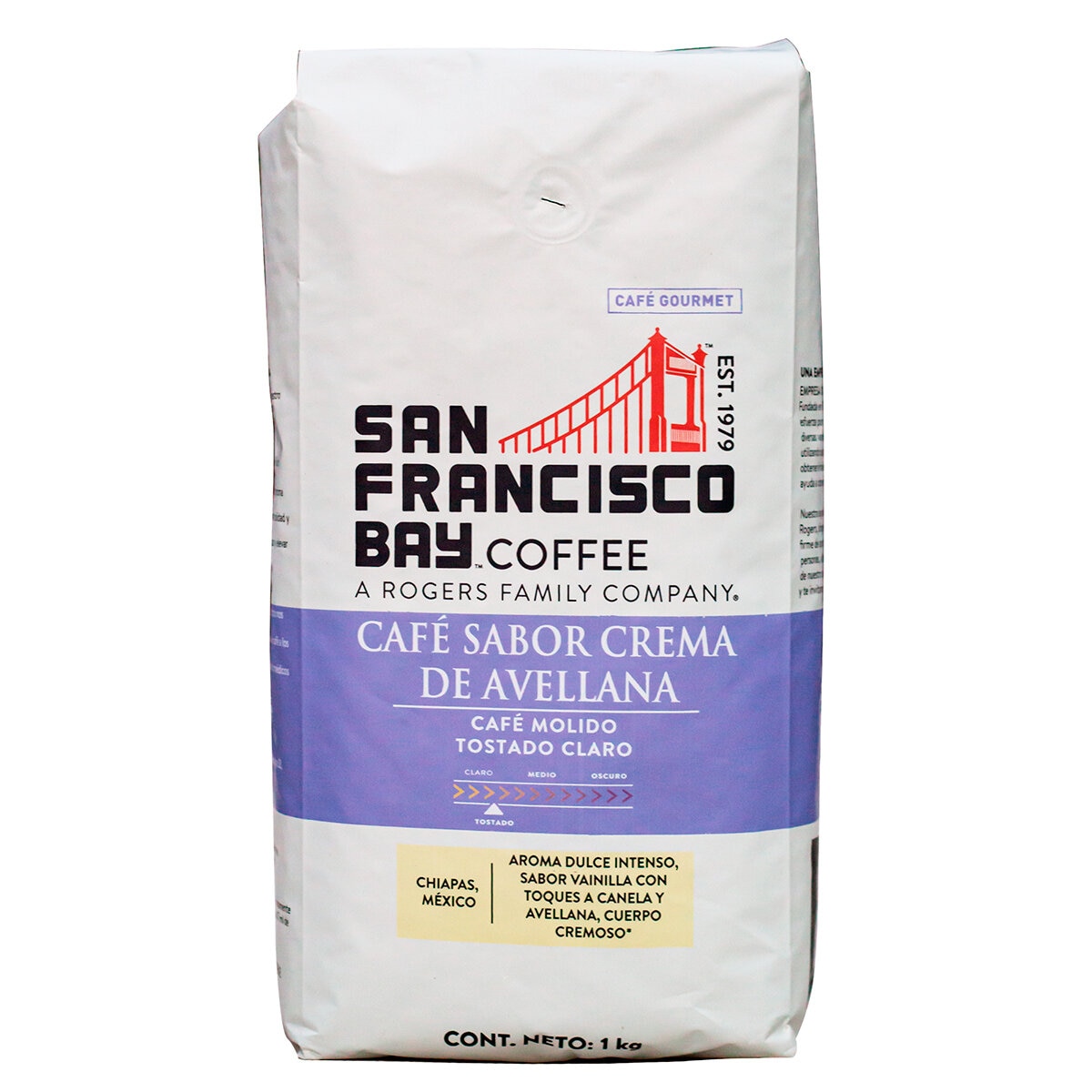 San Francisco Bay Coffee Gourmet Café Molido Sabor Crema de Avellana 1 kg
