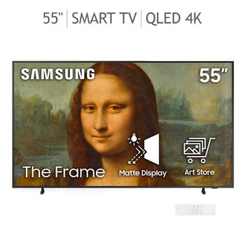 Samsung Pantalla 55" QLED The Frame 4K UHD Smart TV + Marco blanco