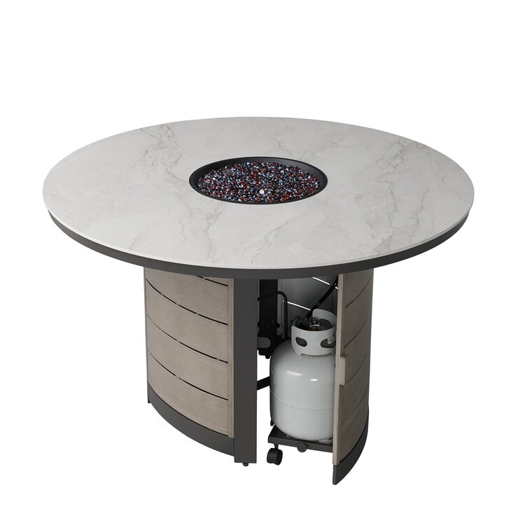 Agio, Nicolet Comedor Alto con Fogatero para Jardín de 7 piezas