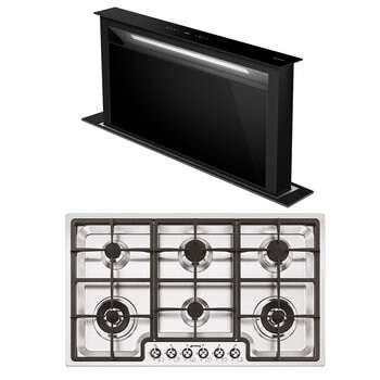 Smeg Combo Parrilla de gas + Campana downdraft de 90cm