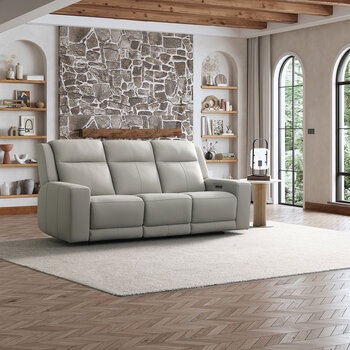 Simon Li Furniture, Sofá Reclinable de Piel con Sistema Eléctrico