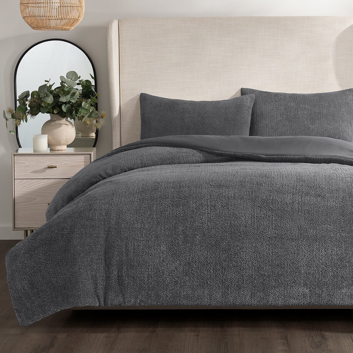 Cococozy, Juego de Edredon, Modelo Boucle, Tamaño King, Color Gris Cococozy, Juego de Edredon, Modelo Boucle, Tamaño King, Color Gris