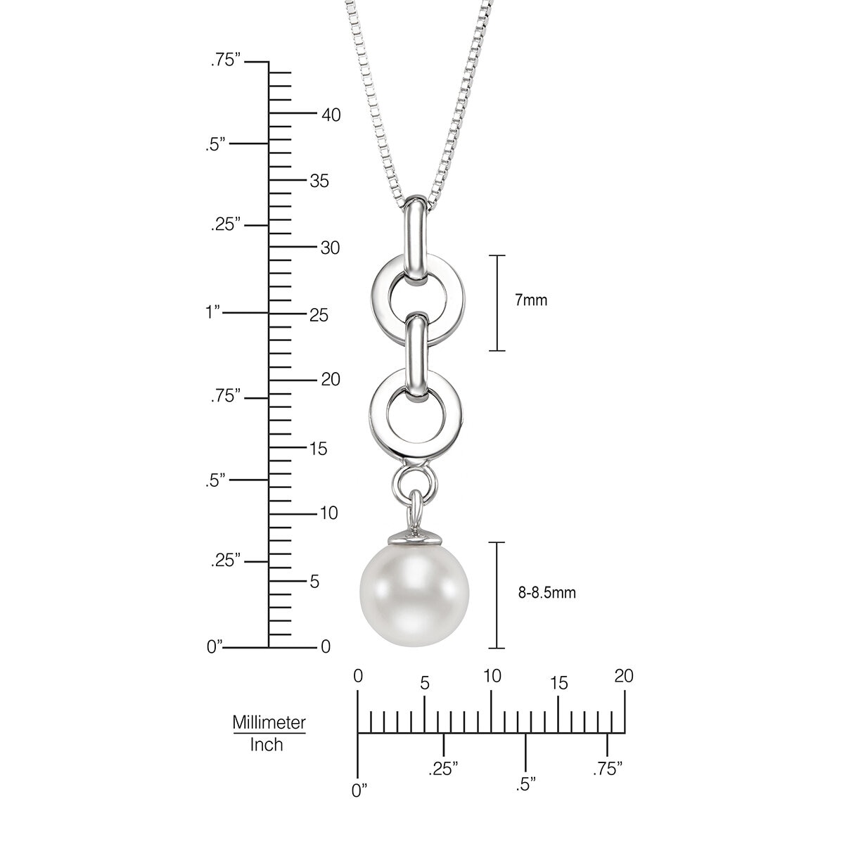 Dije de Perla Cultivada, 8-8.5mm, Oro Amarillo de 14K