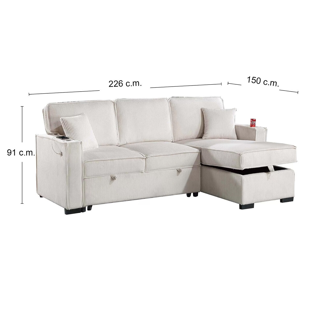 Bobkona, Eva, Sofá Cama Seccional Reversible Bobkona, Eva, Sofá Cama Seccional Reversible