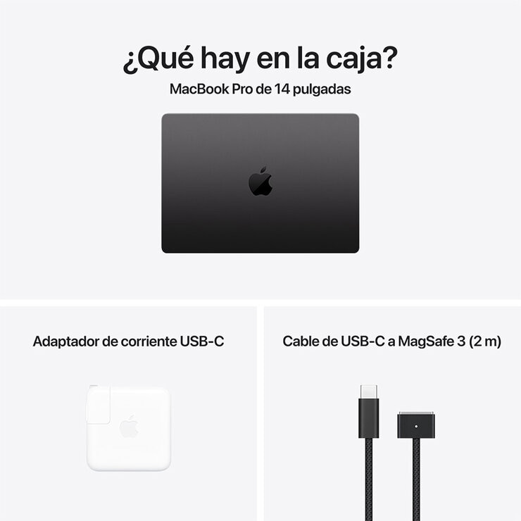Apple MacBook Pro 14" Chip M4 Pro 512GB Negro Espacial CPU de 12 núcleos GPU de 16 núcleos Memoria unificada de 24GB