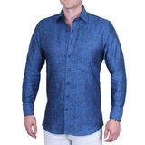 Emporio Colombo, Camisa de Lino para Caballero Corte Regular/Slim en Varias Tallas, Color Azul