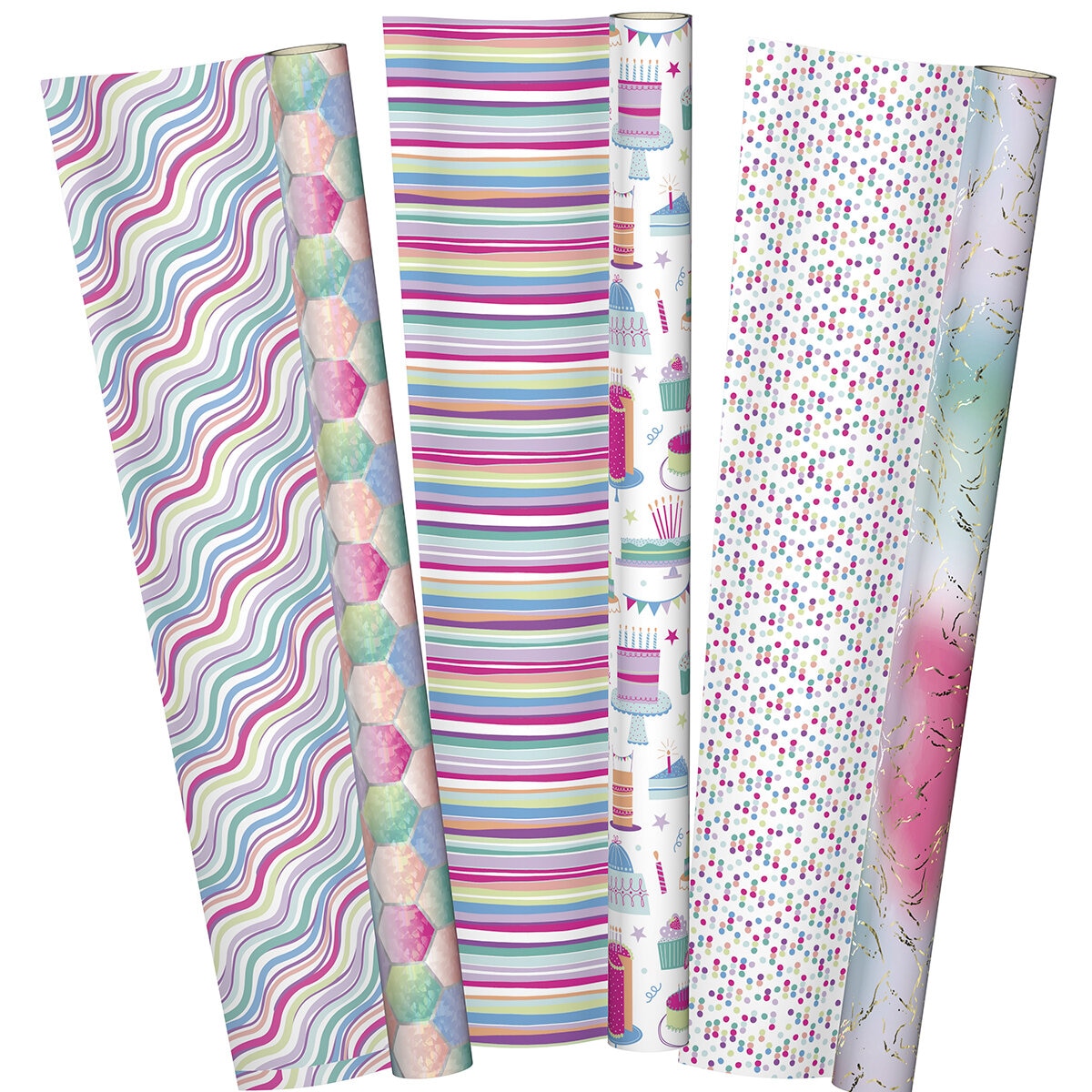 KS Papel Para Envolver Doble vista Primavera, Pasteles de Colores