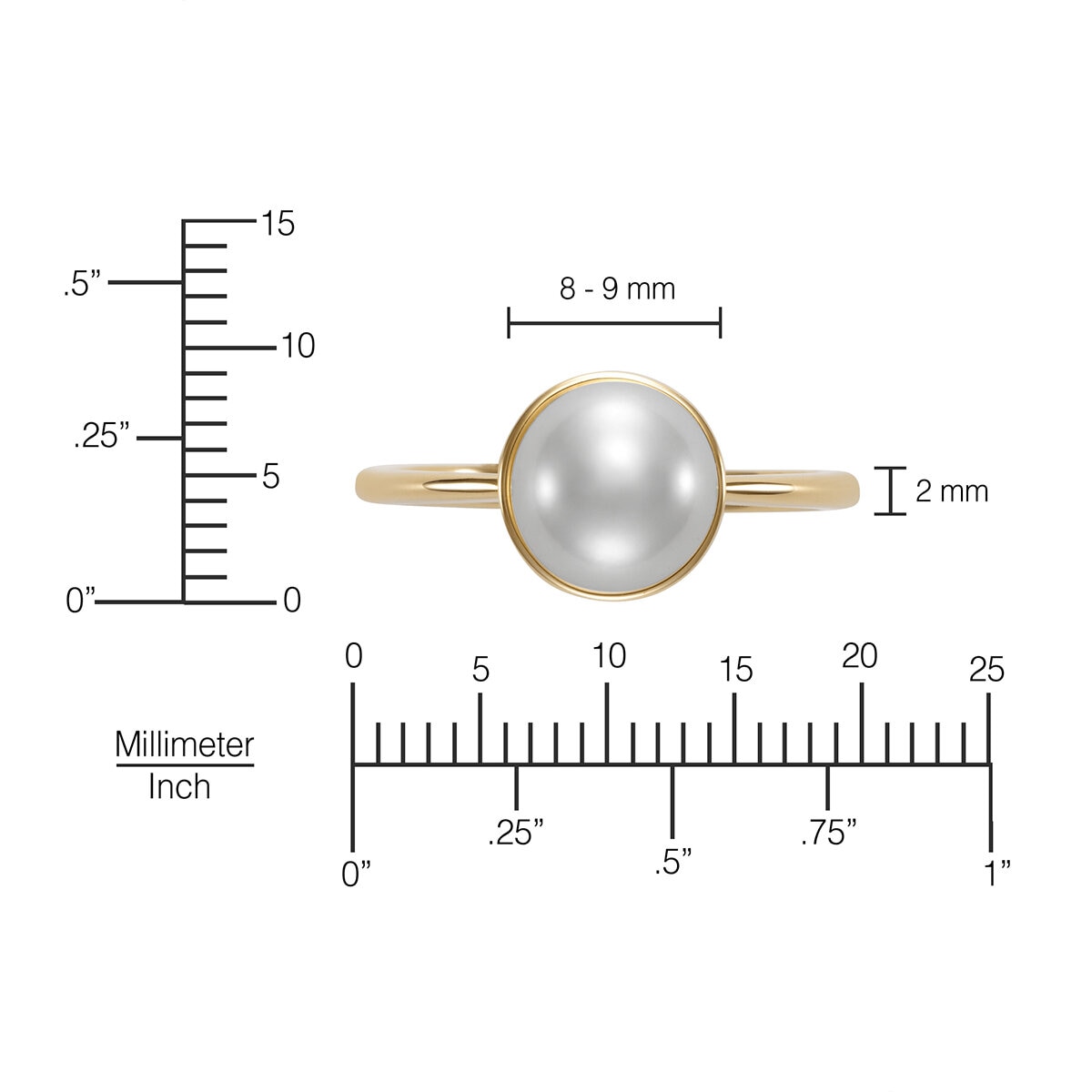 Anillo de Perla Cultivada, Oro Amarillo de 14K